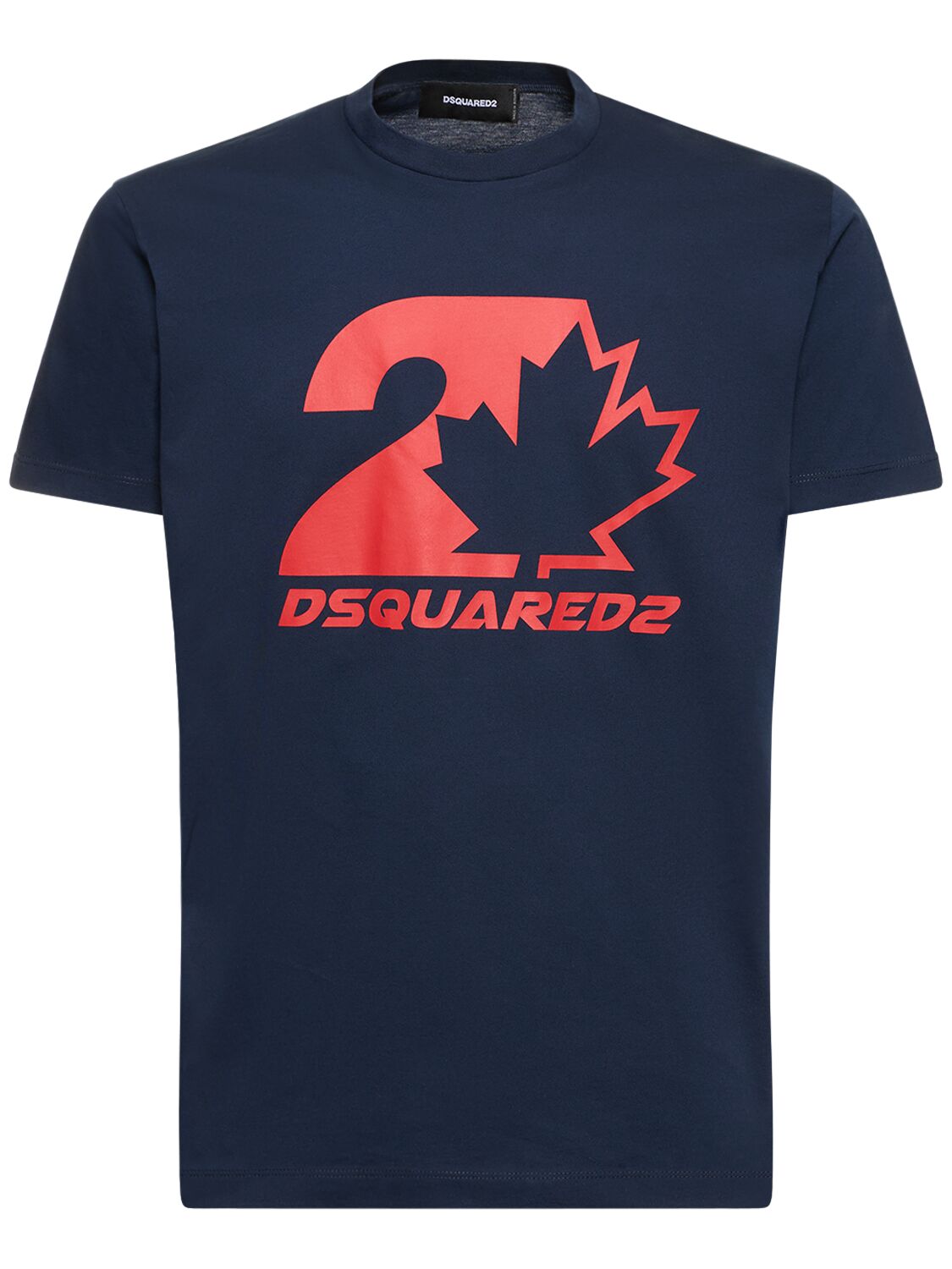 Dsquared2 Bedrucktes T-shirt Aus Baumwolljersey In Navy