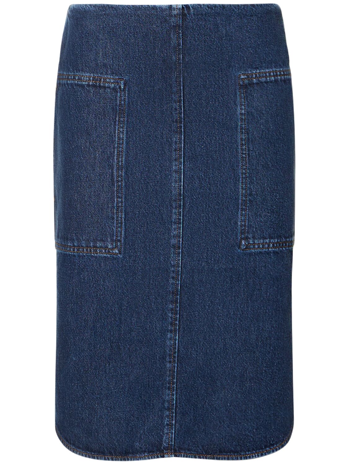Totême Cotton Denim Midi Skirt In Blau