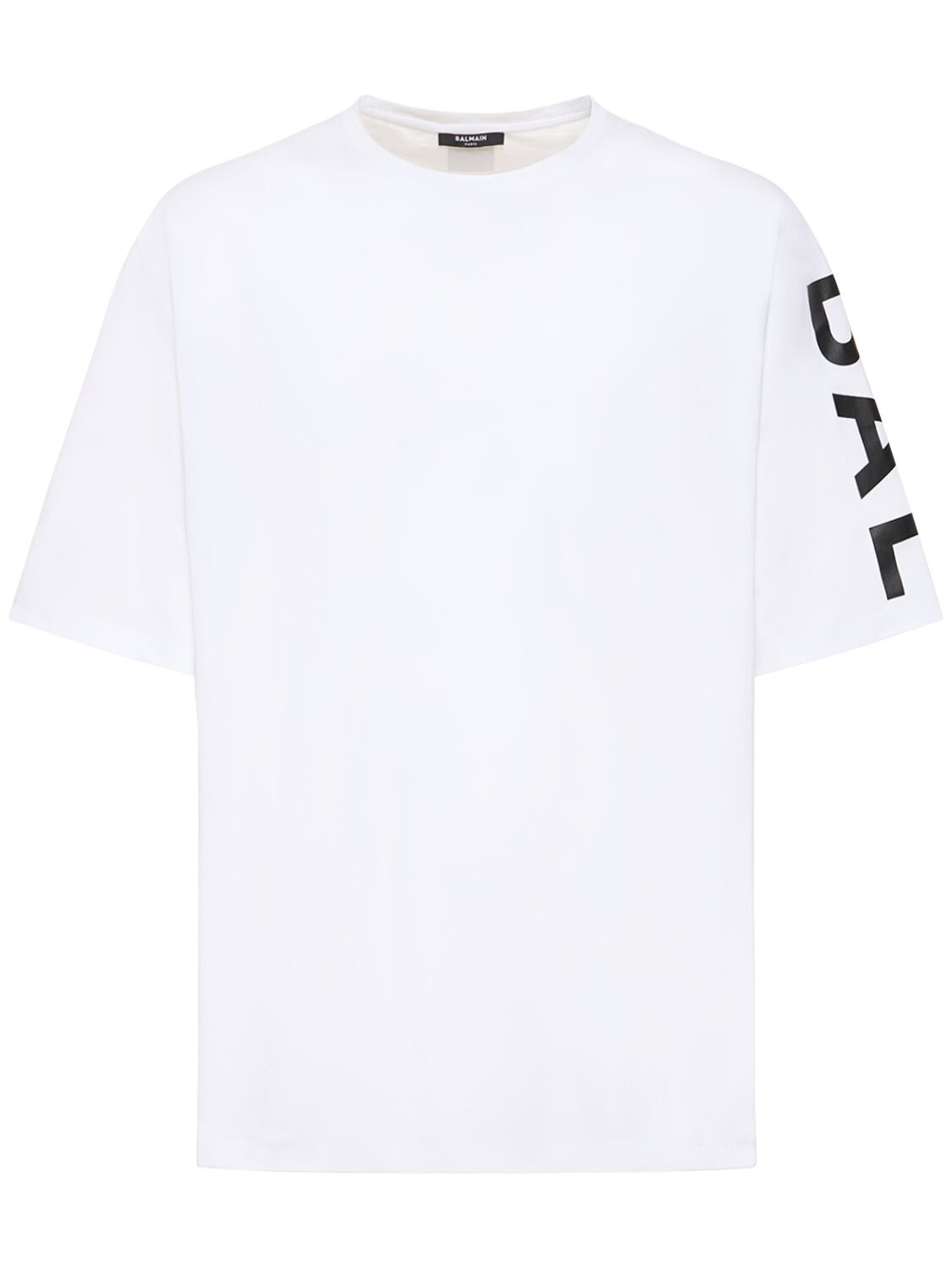 Balmain T-shirt Aus Baumwolle Mit Logodruck In White,black