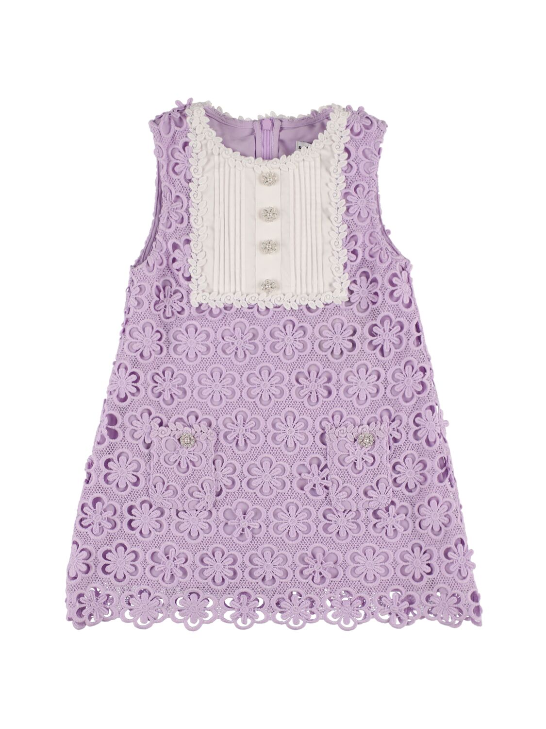 Image of Floral Lace Dress W/ Decorative Buttons