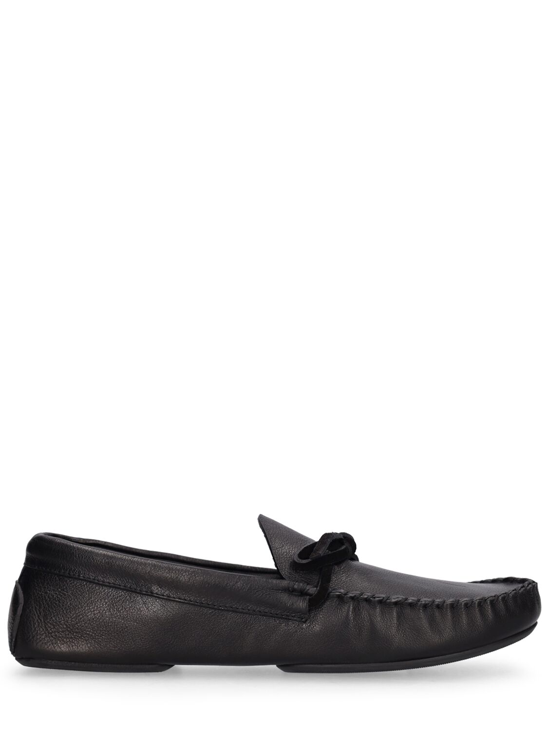 The Row Lucca Calfskin Mocassin Loafers In Schwarz