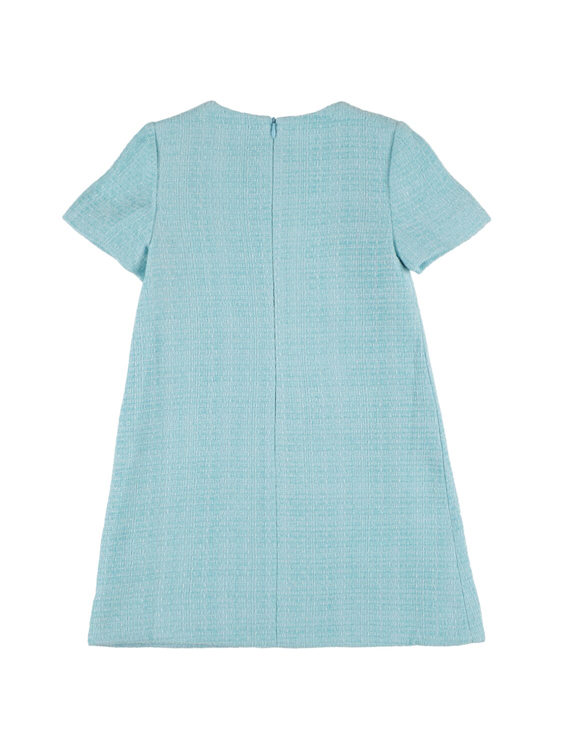 Shop Self-portrait Cotton Knit Shirt Dress W/ Sequins In Light Blue