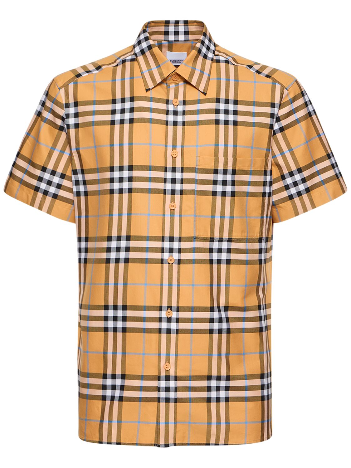 Shop Burberry Caxbridge Check Print Short Sleeve Shirt In Dusty Orange Ip