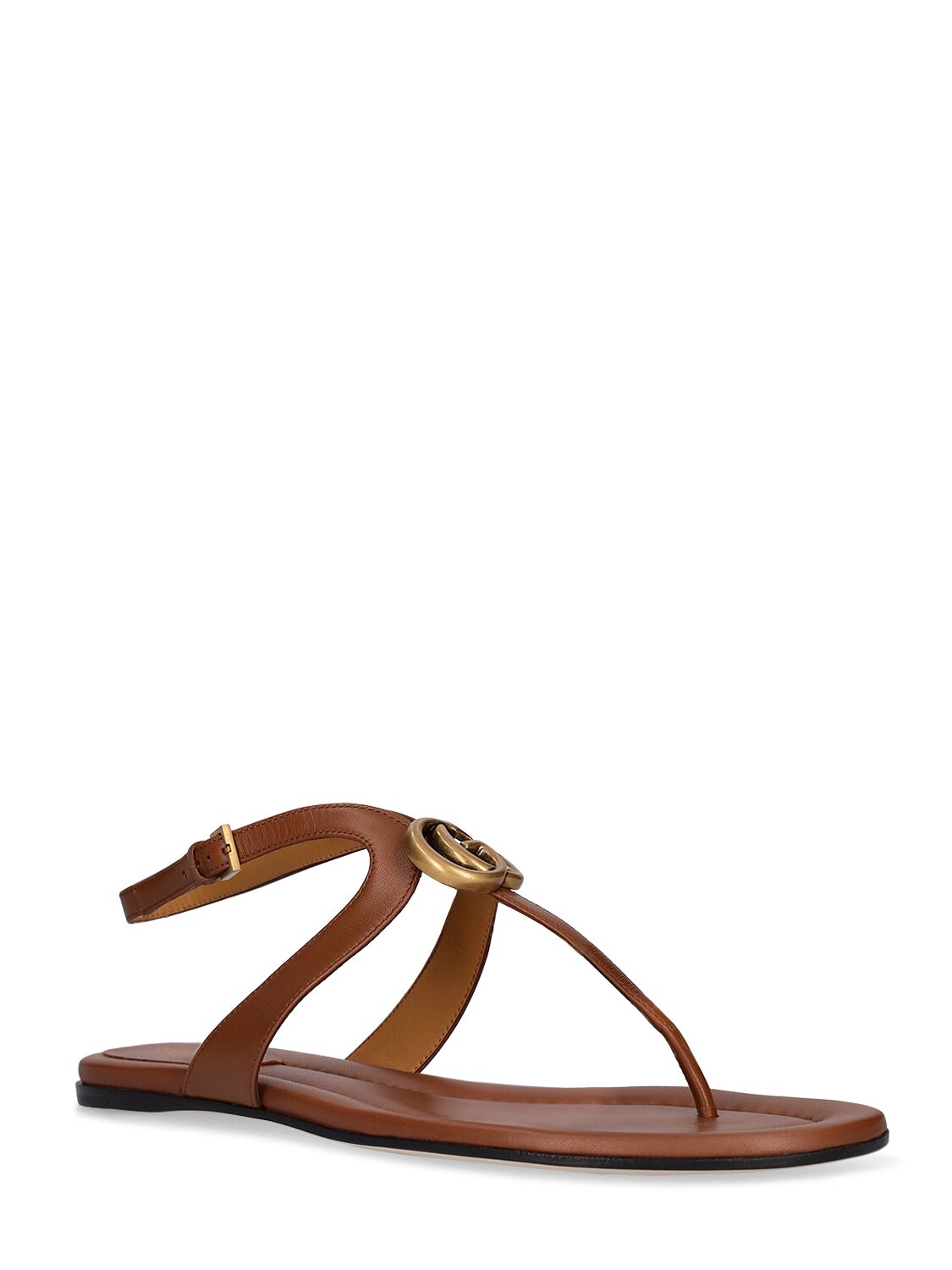Shop Gucci 10mm Marmont Leather Thong Sandals In Cuir