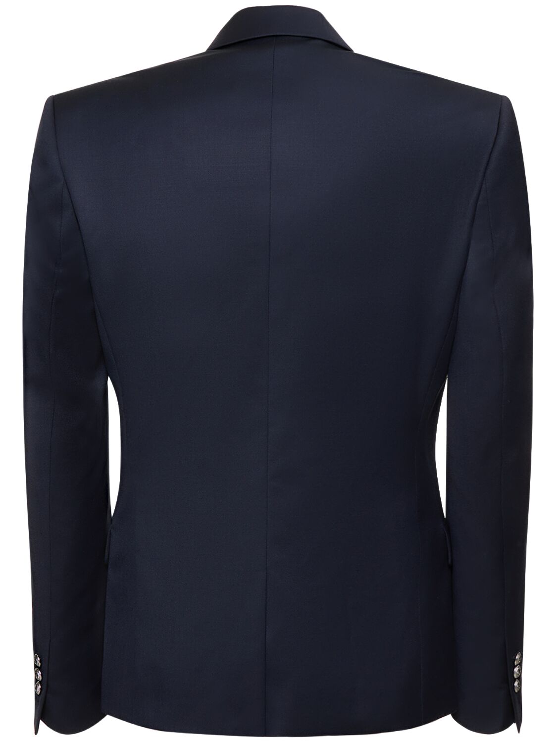 Shop Balmain Wool Button Down Jacket In Navy