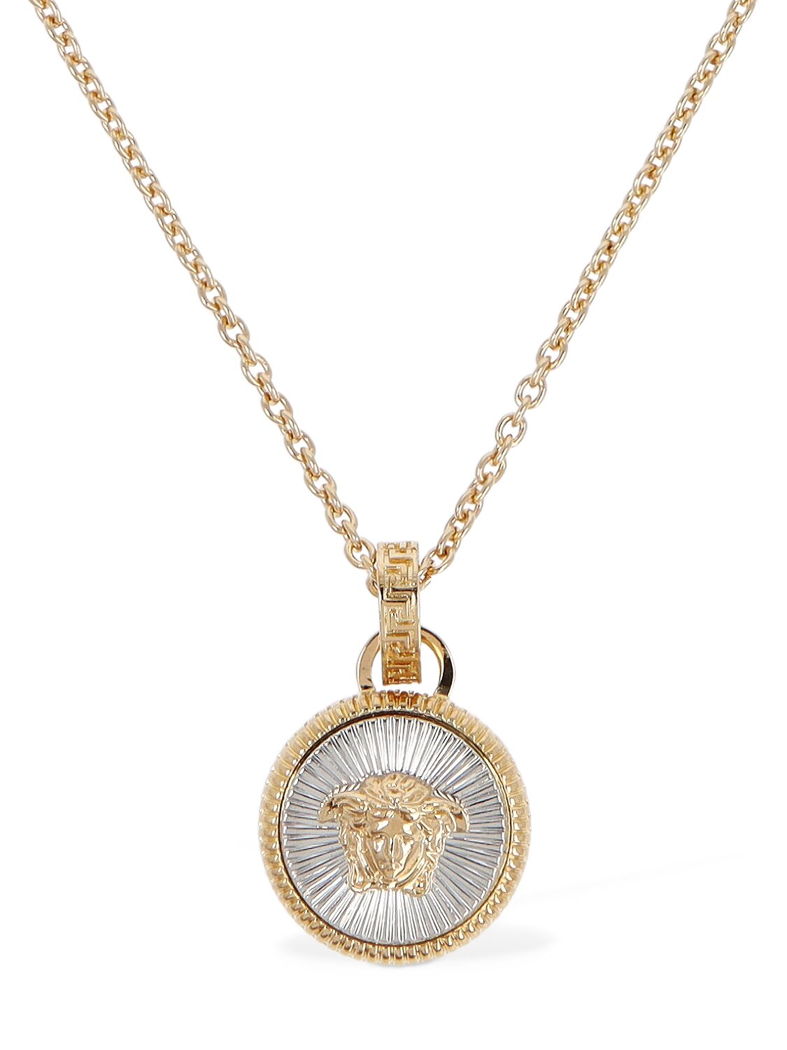 Versace Medusa Coin Charm Necklace In Gold Silber