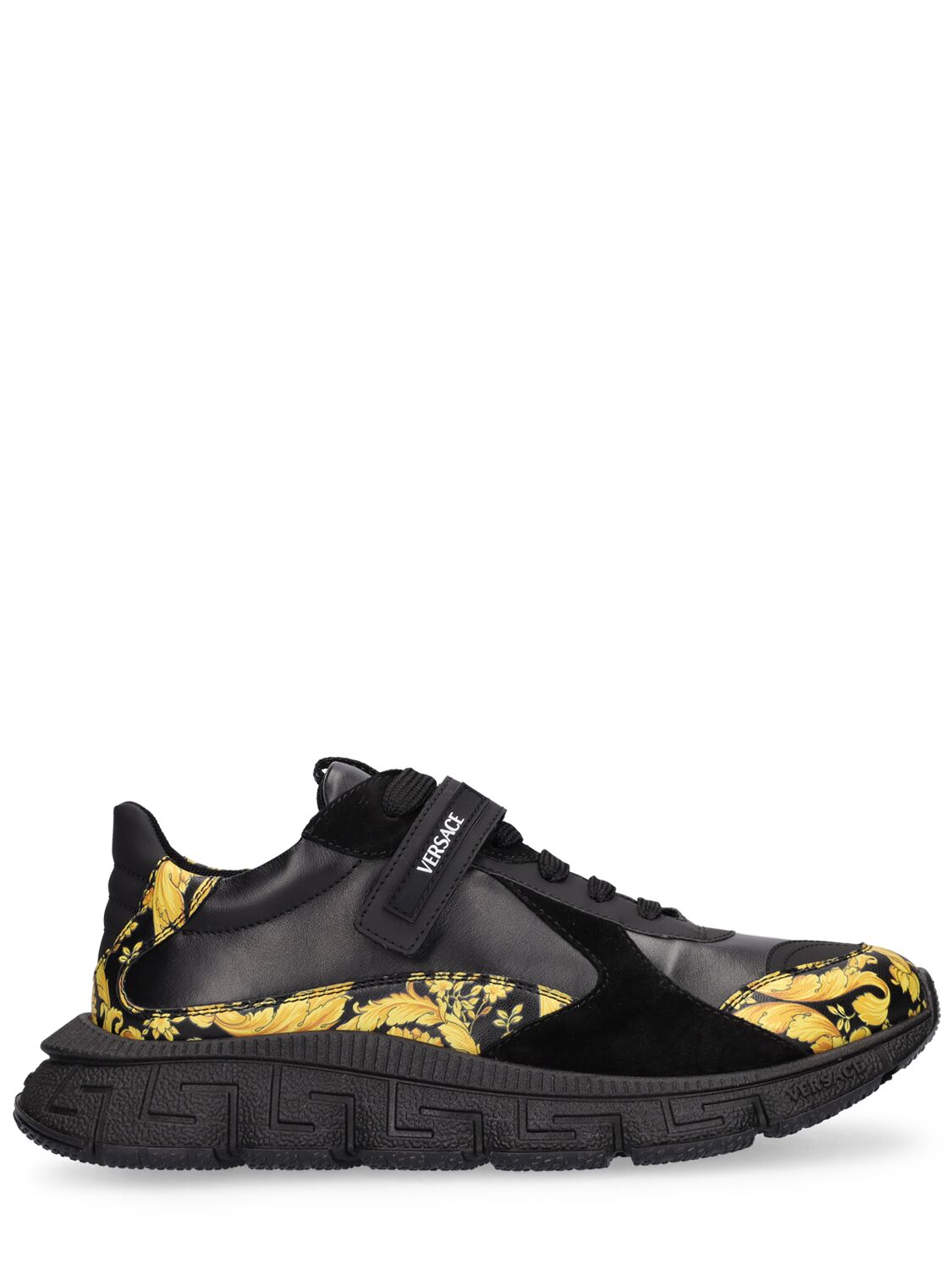 Image of Barocco Printed Leather & Mesh Sneakers