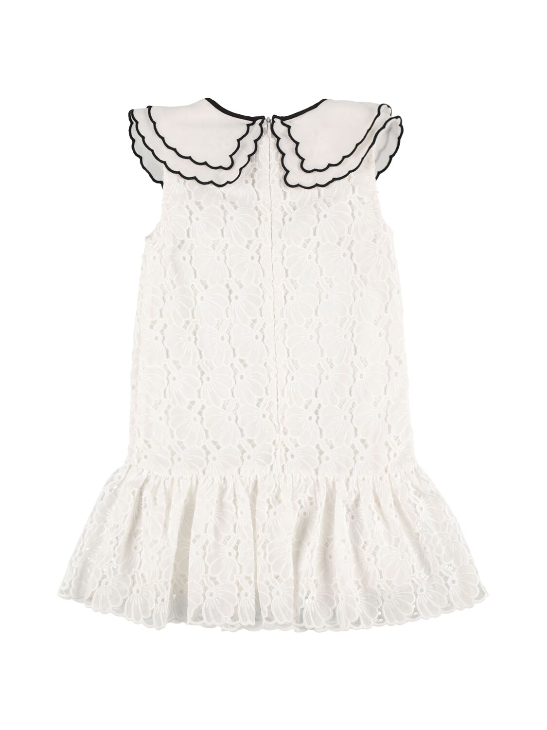 Shop Self-portrait Macramé Lace Dress W/ Scalloped Collar In White