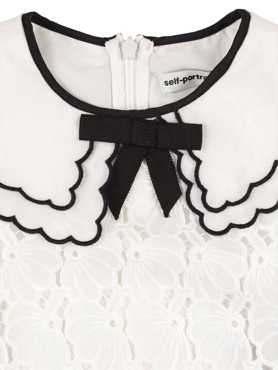 Shop Self-portrait Macramé Lace Dress W/ Scalloped Collar In White