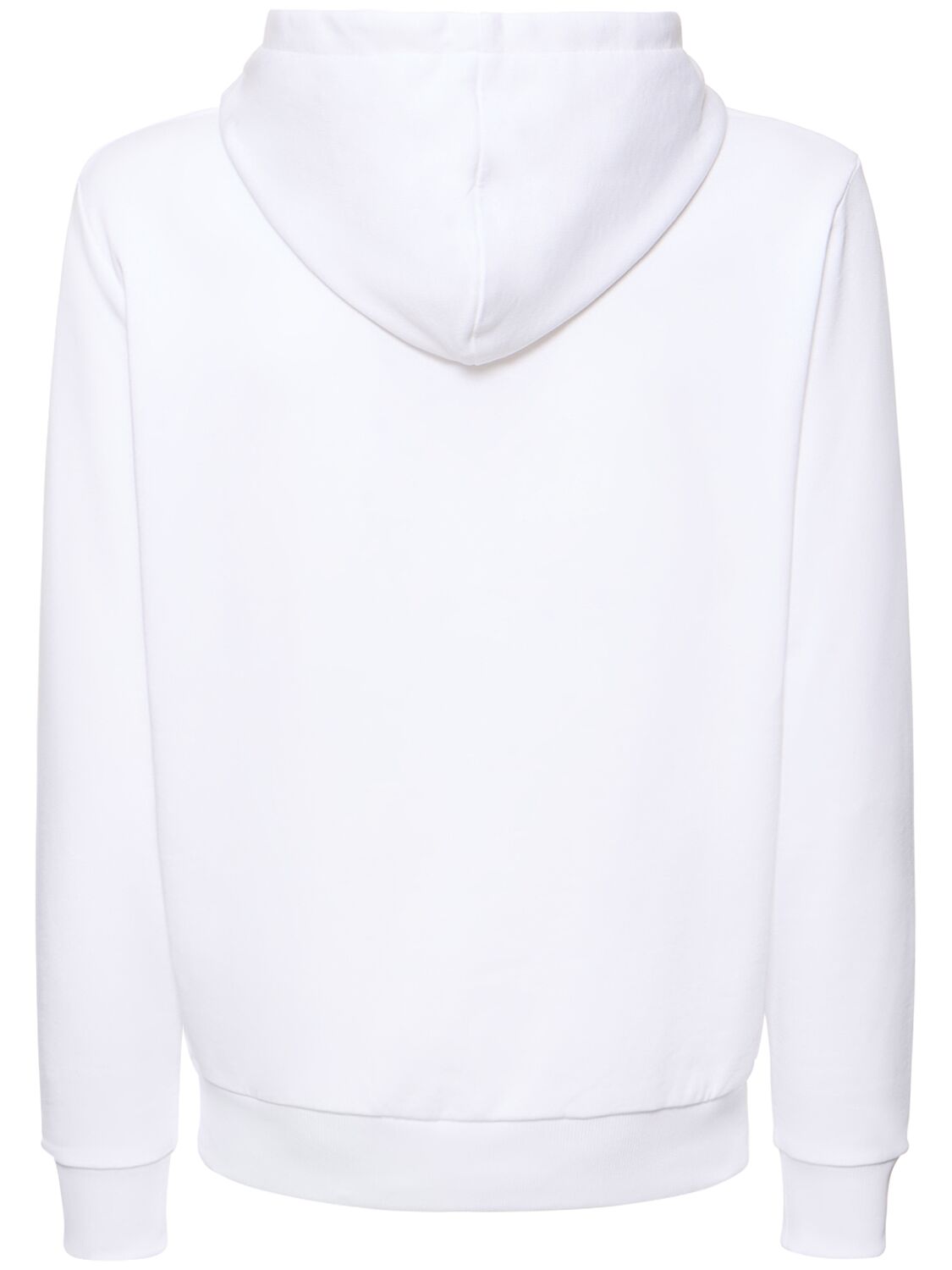 Shop Balmain Logo Printed Cotton Hoodie In White,black