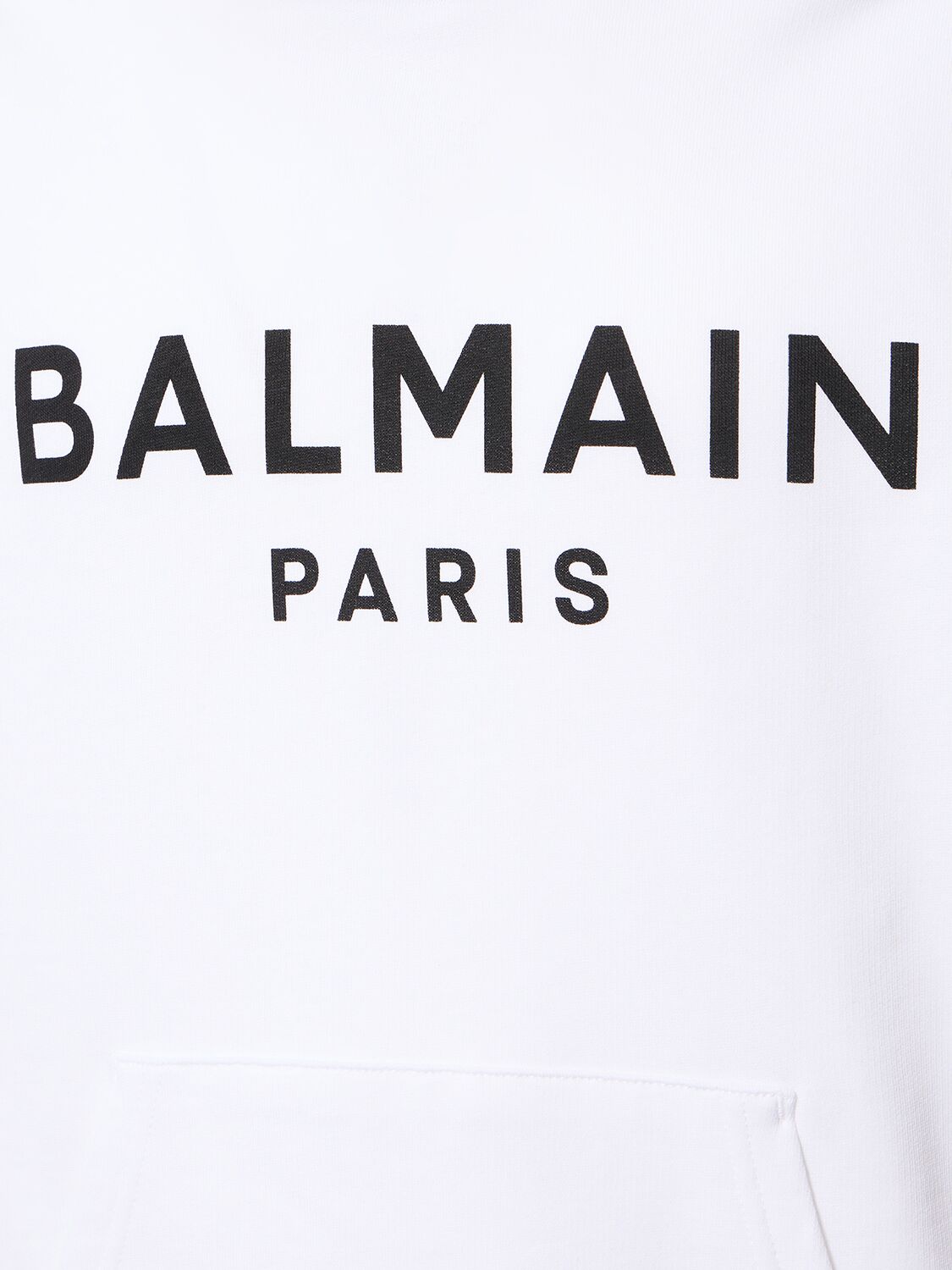 Shop Balmain Logo Printed Cotton Hoodie In White,black