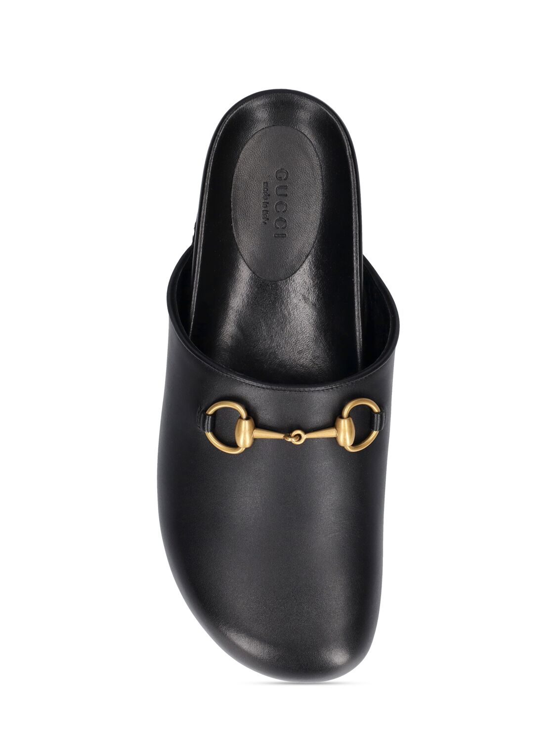 Shop Gucci 20mm Sol Leather Slippers In Schwarz
