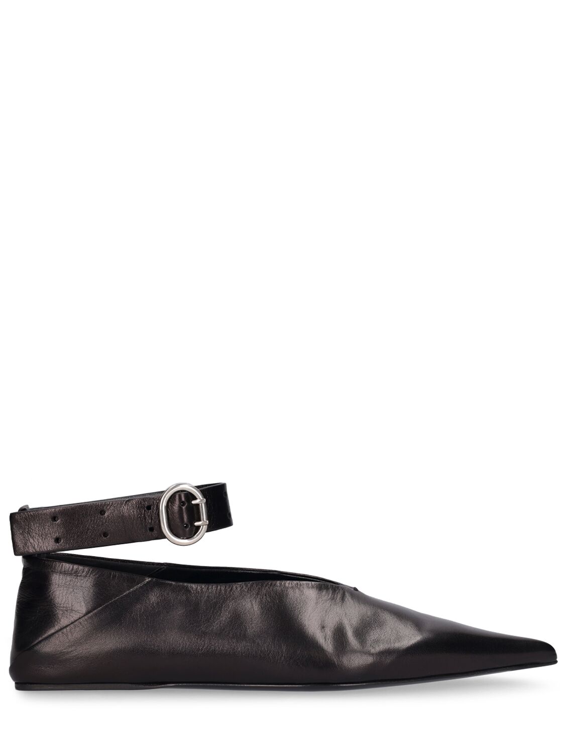 Shop Jil Sander 10mm Leather Ballerina Flats In Black
