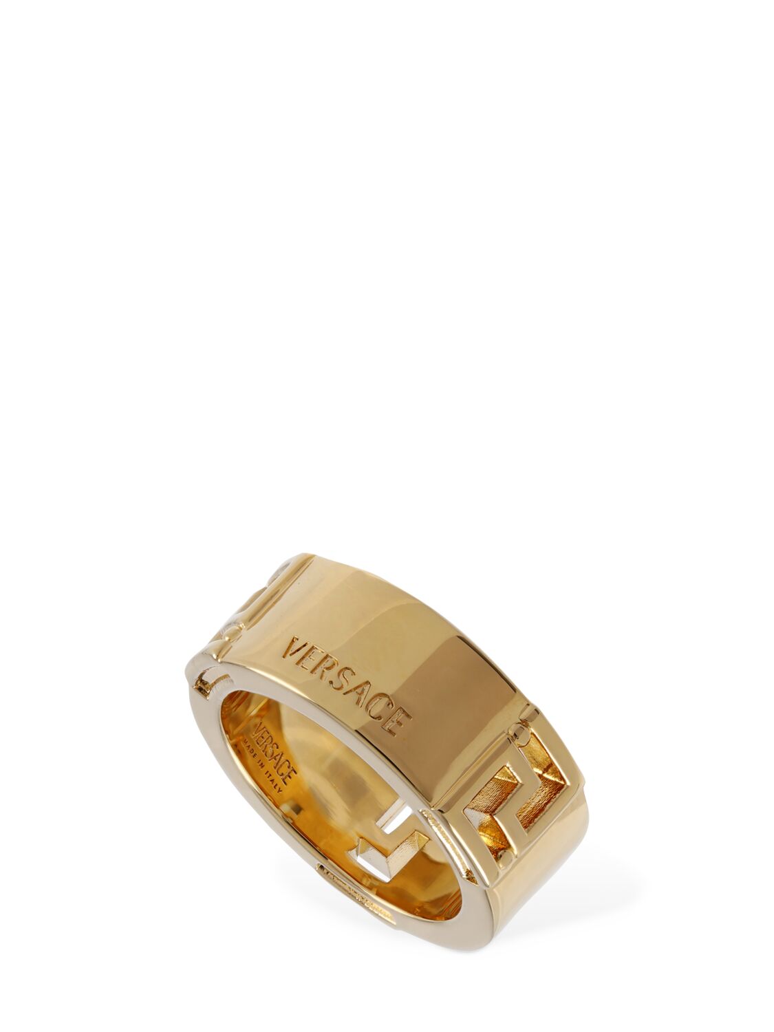 Versace Greek Motif Band Ring In Gold