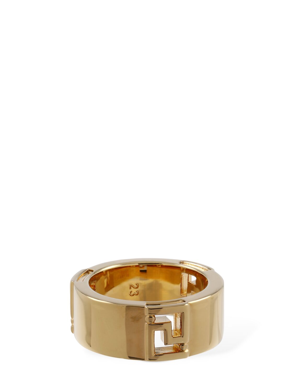 Shop Versace Greek Motif Band Ring In Gold