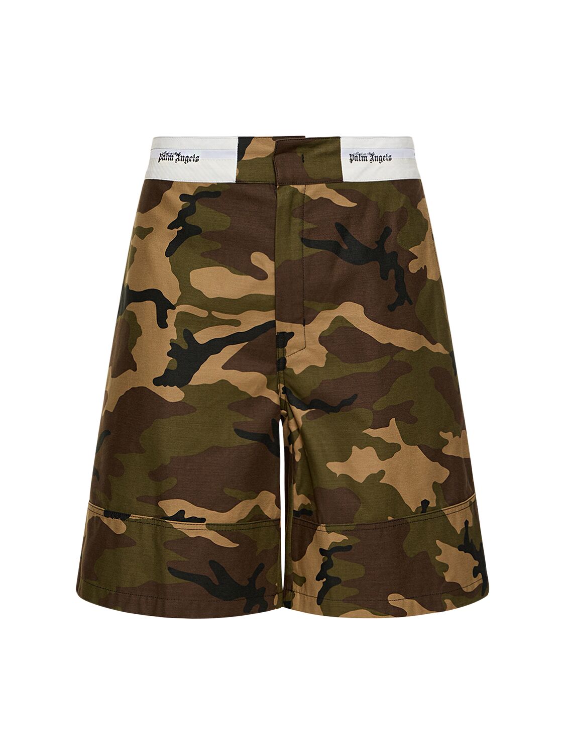 PALM ANGELS TAILORED CAMOUFLAGE COTTON SHORTS