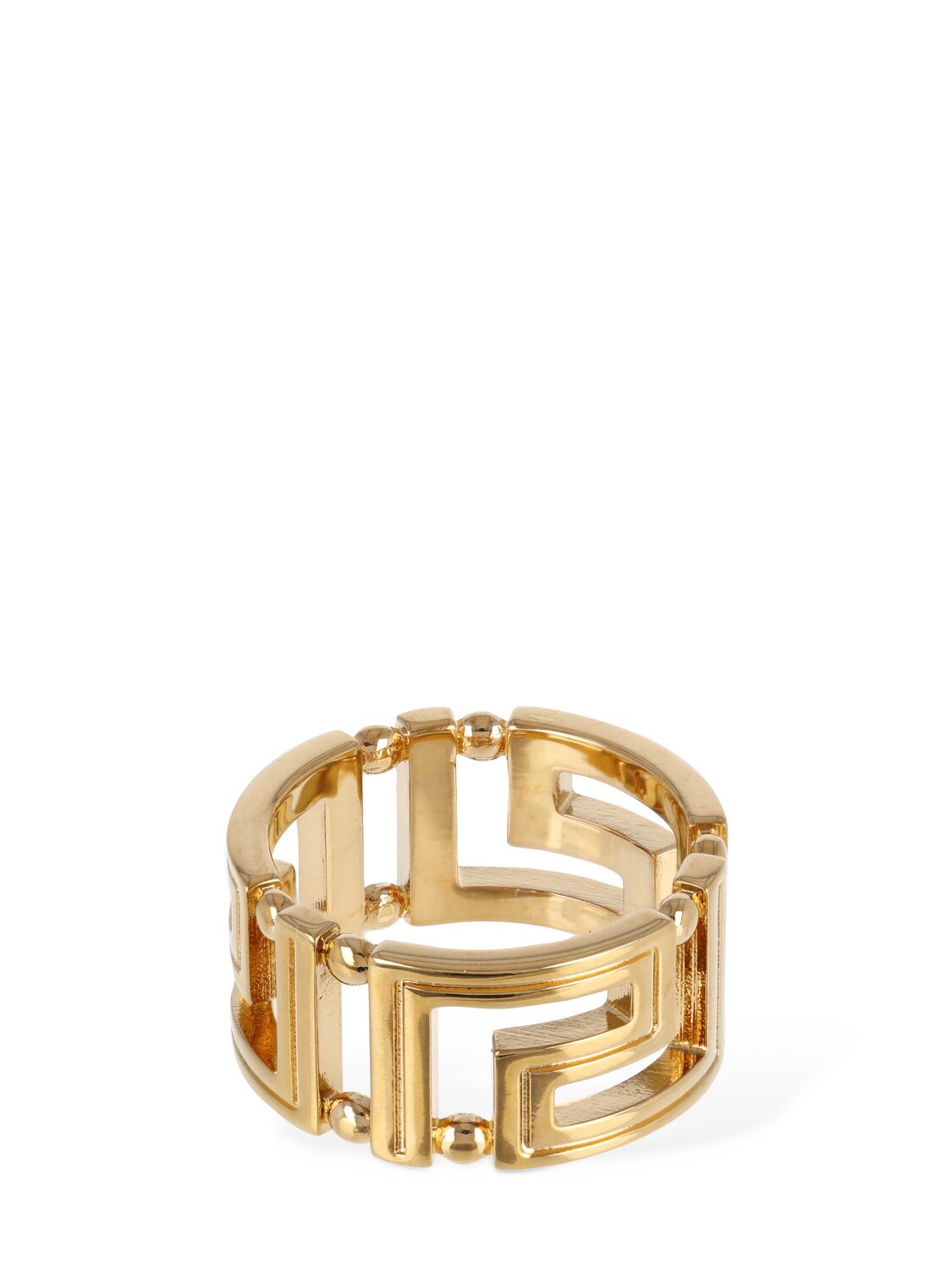 Shop Versace Greek Motif Band Ring In Gold