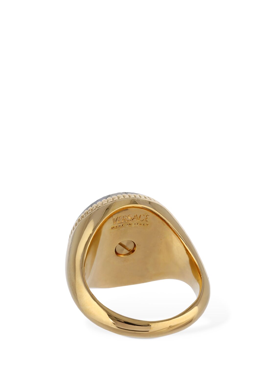 Shop Versace Two-tone Medusa Thick Ring In Silver,gold
