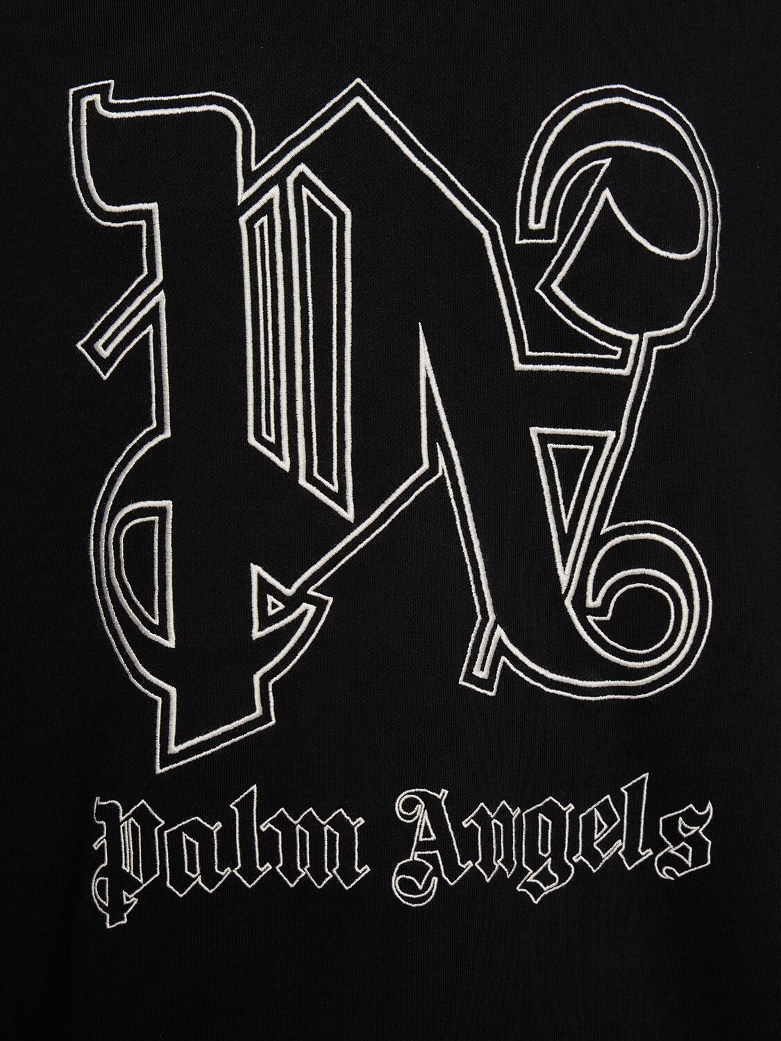 Shop Palm Angels Logo Cotton Hoodie In Black