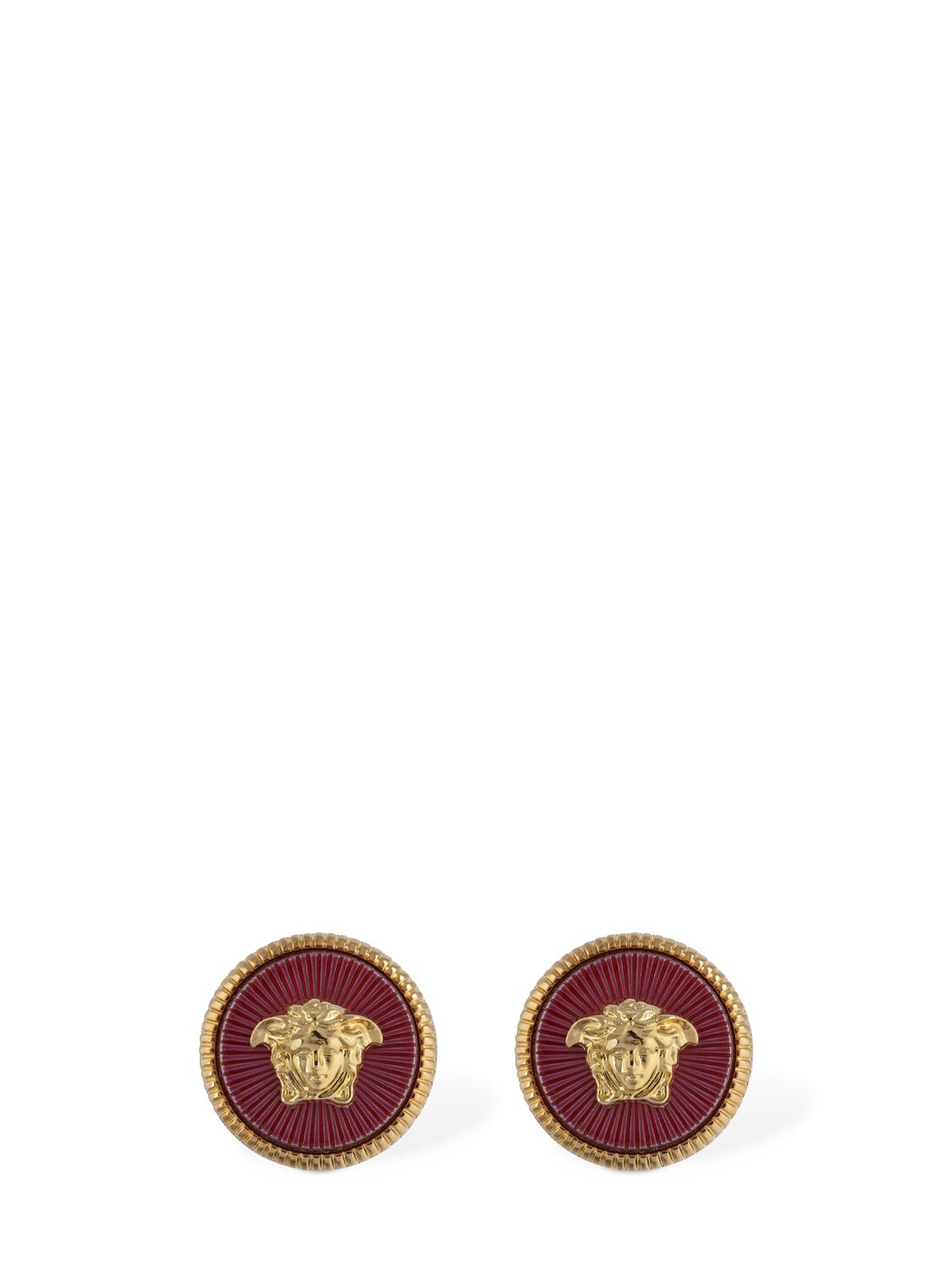 Versace Medusa Coin Stud Earrings In Pink,gold