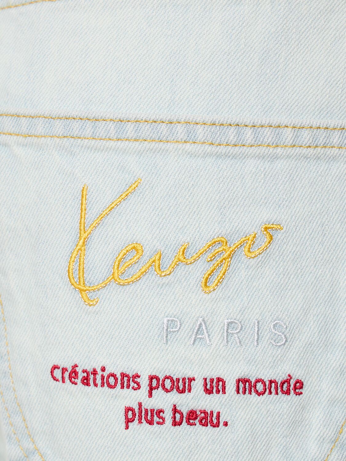 Shop Kenzo Stone Bleached Cotton Denim Jeans In Light Blue