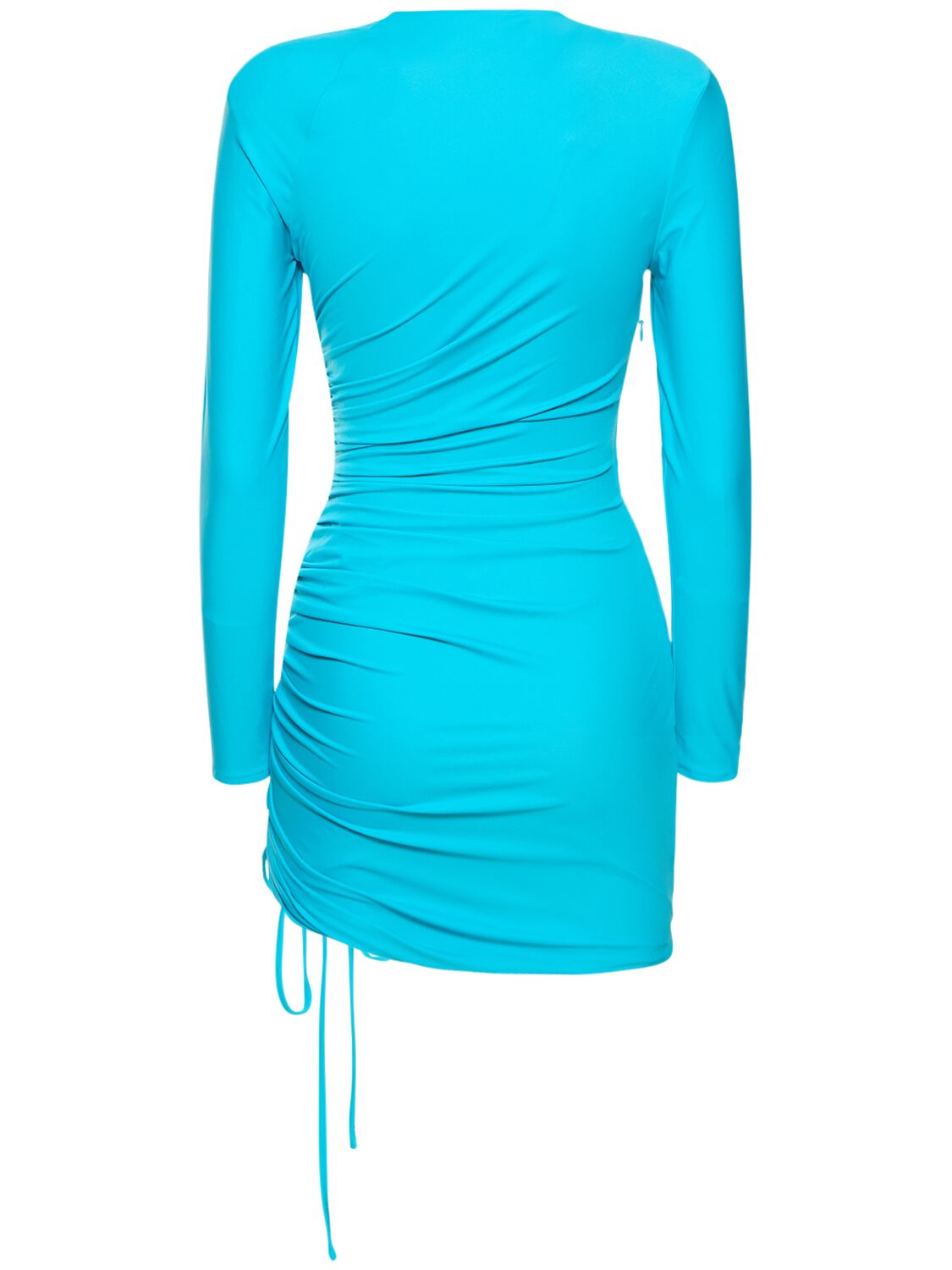 Shop Self-portrait Ruched Jersey Mini Dress In Blue