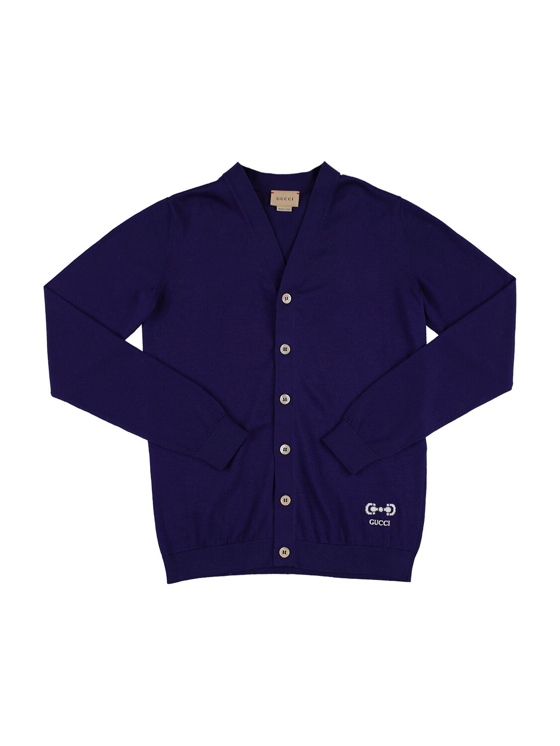 Gucci Kids' Cotton Sweater W/ Horsebit Embroidery In Blue
