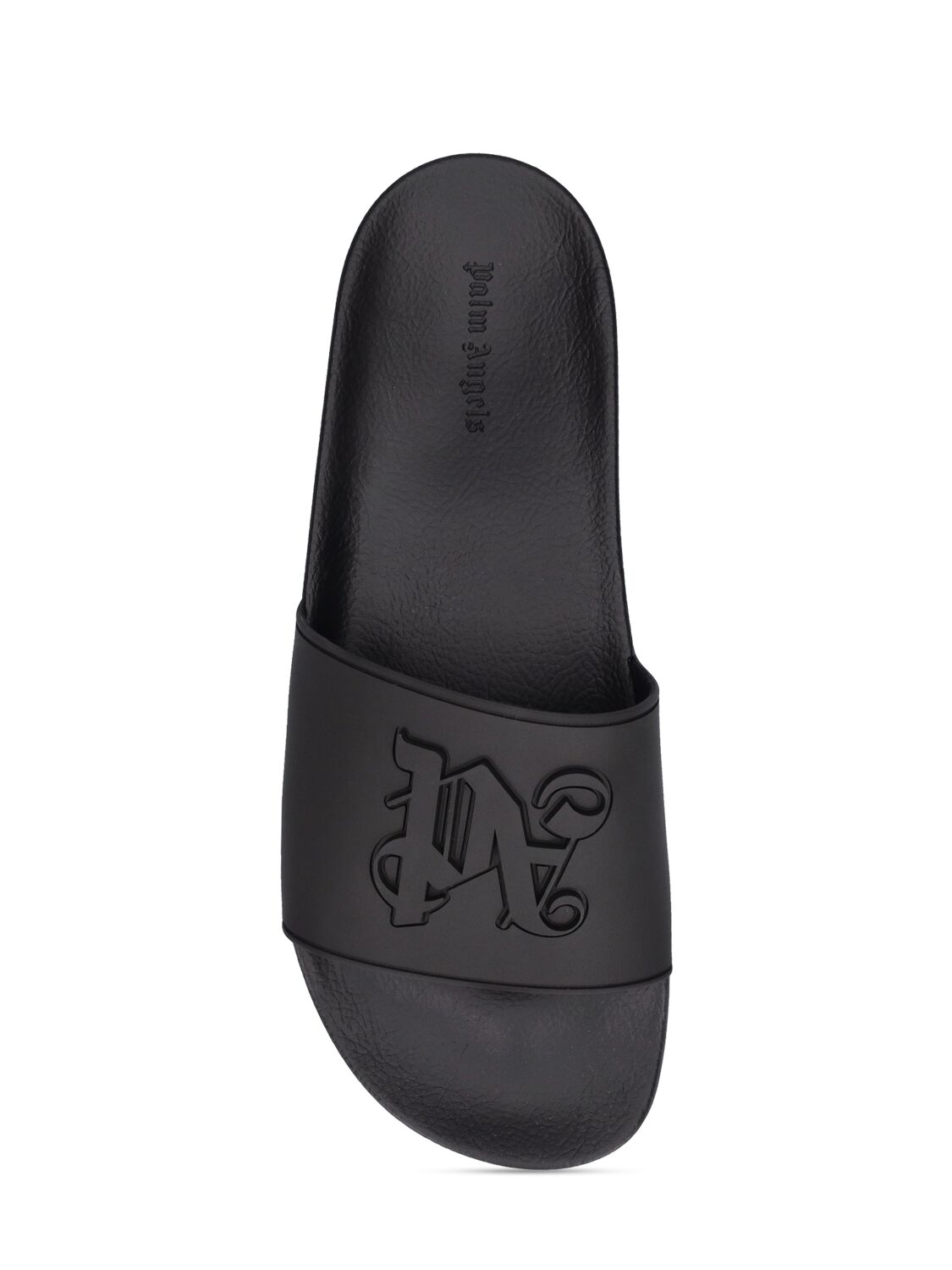 Shop Palm Angels Logo Rubber Pool Slide Sandals In Black
