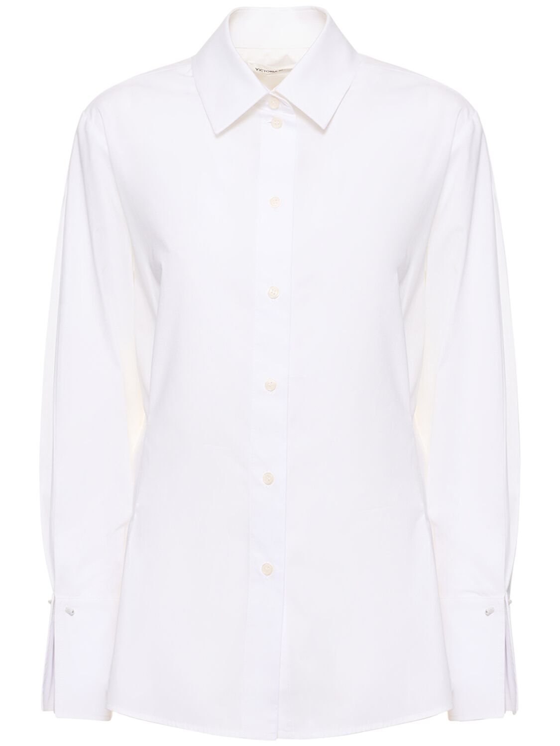 Victoria Beckham Long Sleeve Poplin Shirt In White