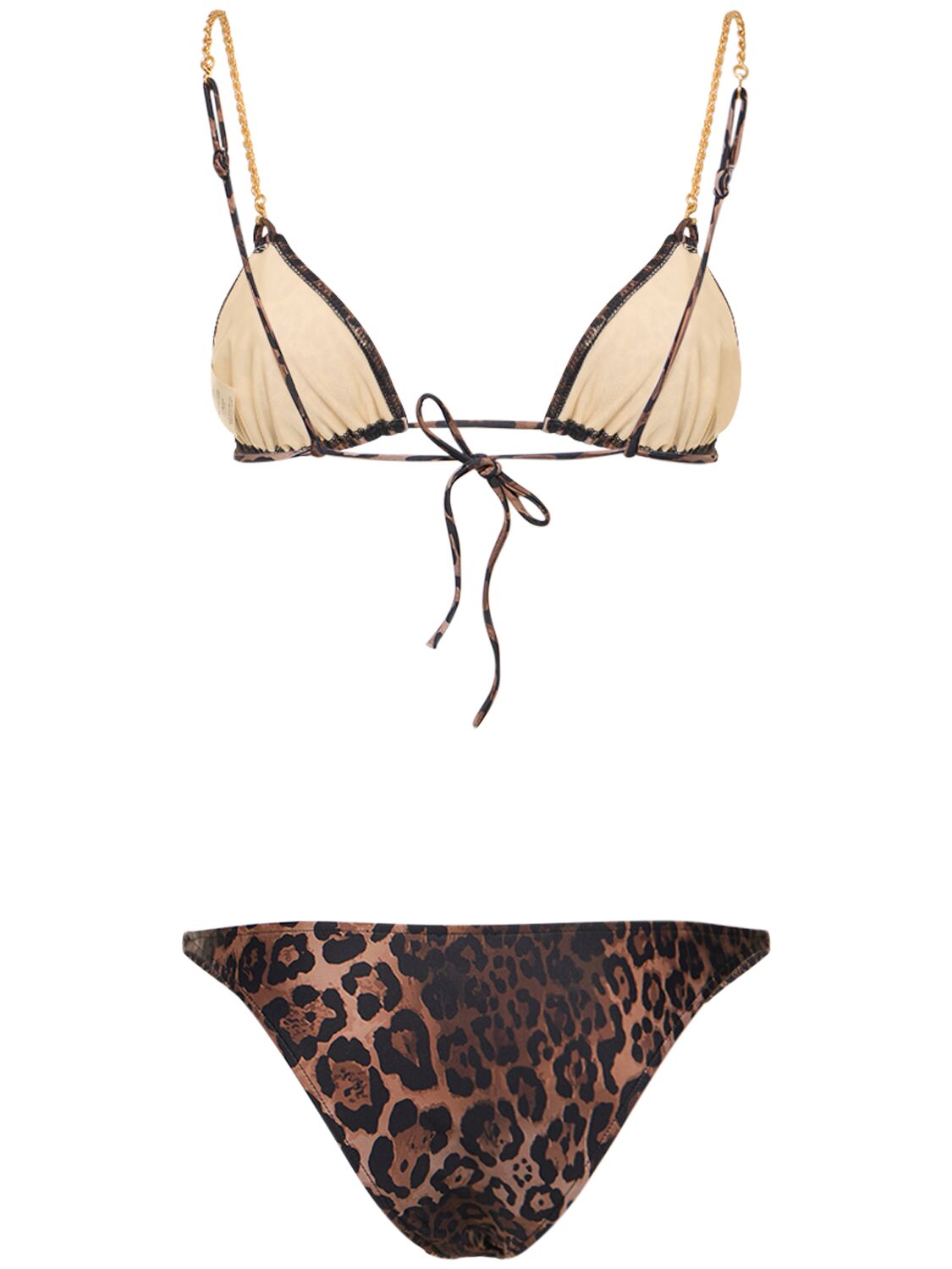 DOLLA PARIS DOLORES LEOPARD PRINT BIKINI SET W/CHAIN 