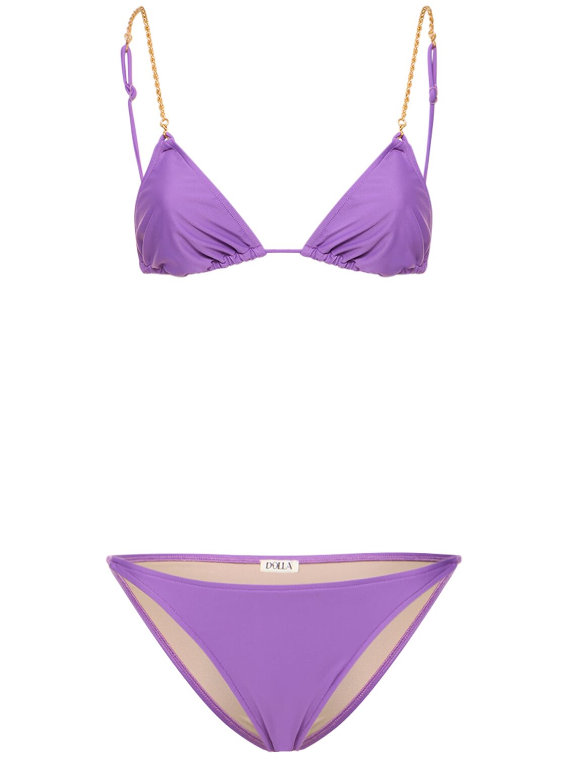 Dolla Paris Dolores Triangle Bikini Set W/chain In Purple