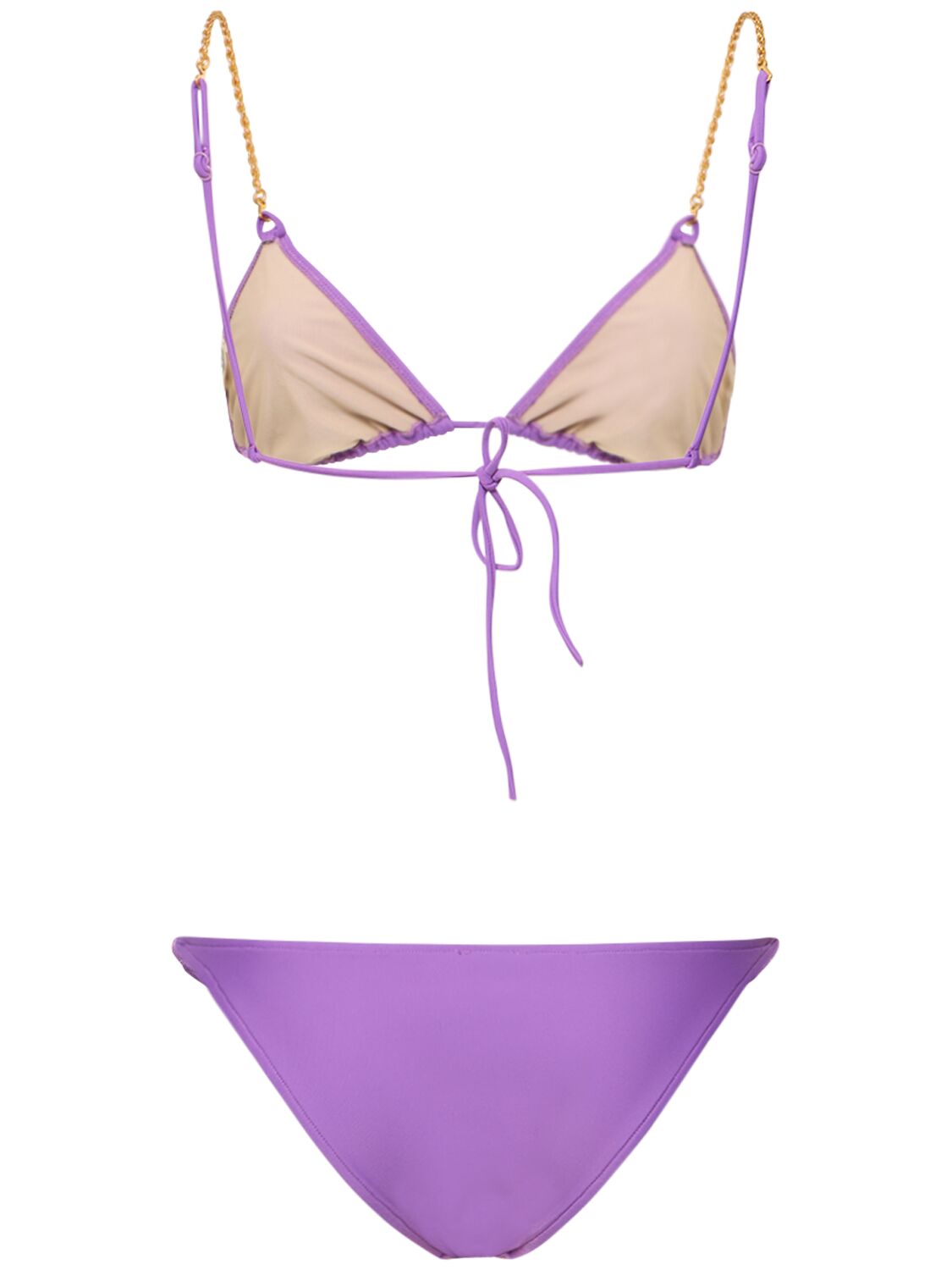 Shop Dolla Paris Dolores Triangle Bikini Set W/chain In Purple