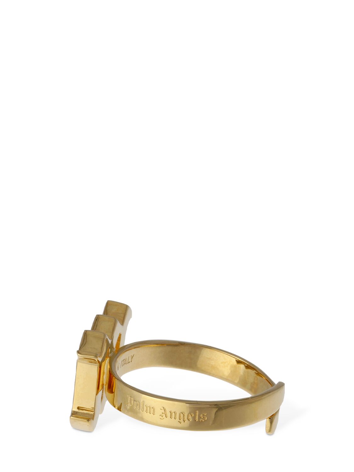 Shop Palm Angels Gothic "palm" Ring Set In Gold