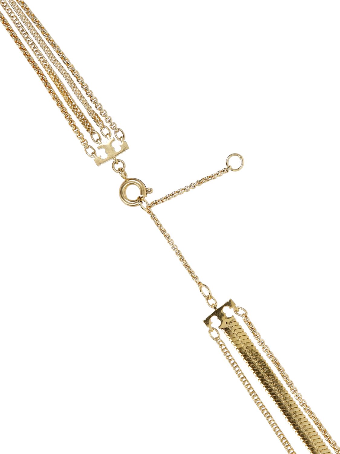 Shop Tory Burch Kira Faux Pearl Layered Necklace In Gold,cream
