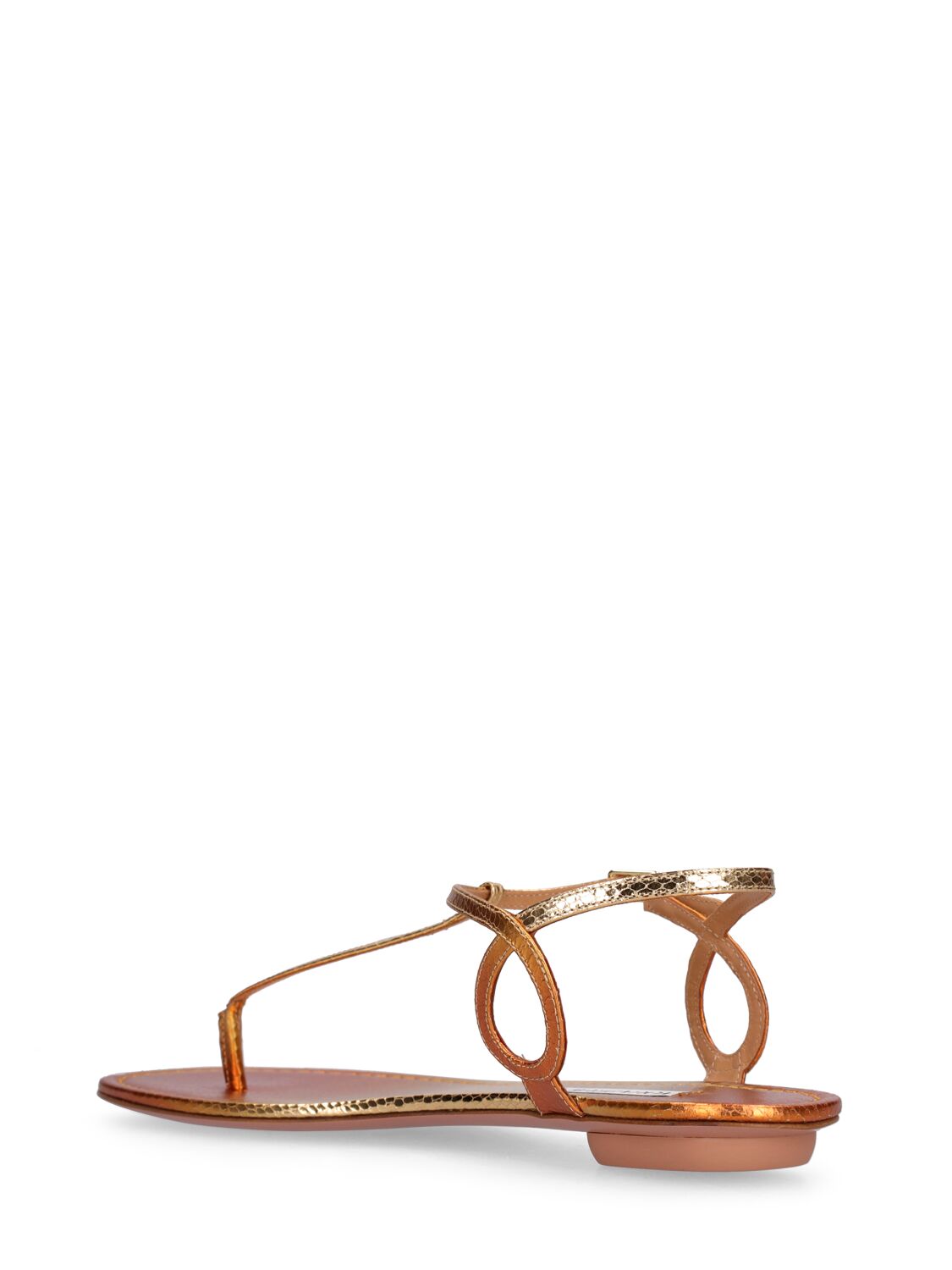 Shop Aquazzura 10mm Almost Bare Leather Flat Sandals In Gold