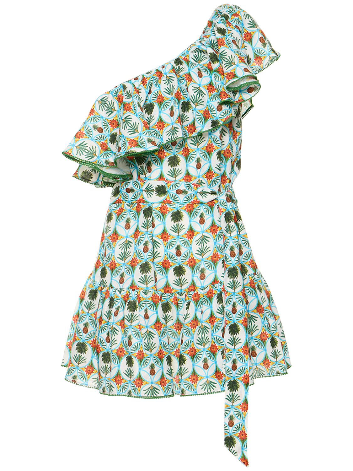 Image of Pietra Ruffled Linen Mini Dress