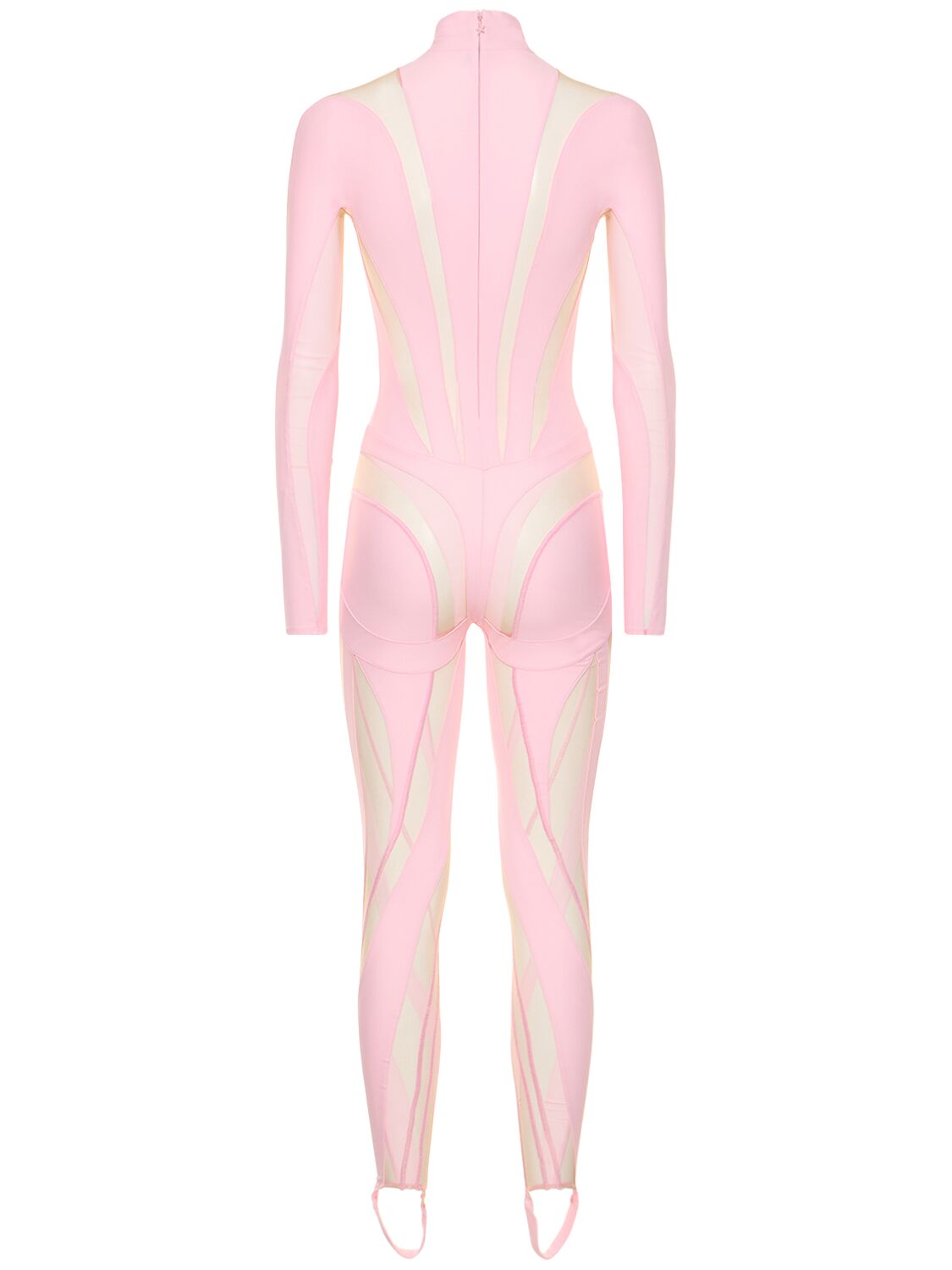 Shop Mugler Lvr Exclusive Jersey & Tulle Jumpsuit In Pink,nude 01