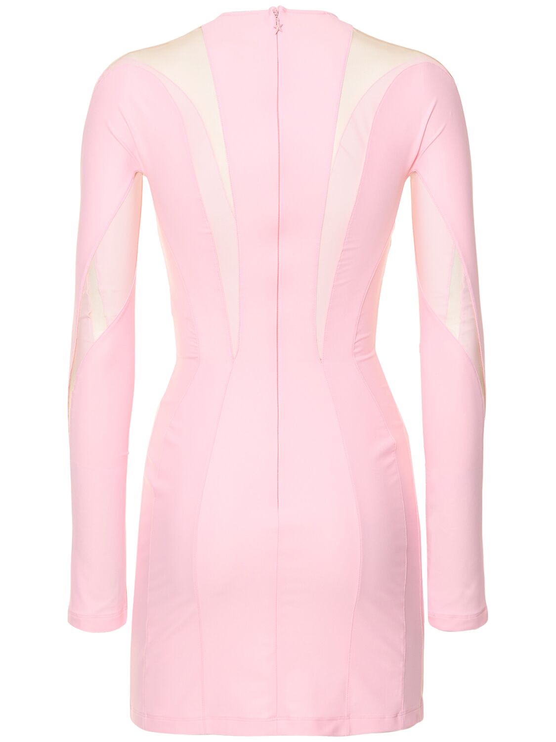 Shop Mugler Lvr Exclusive Jersey & Tulle Mini Dress In Pink,nude 01