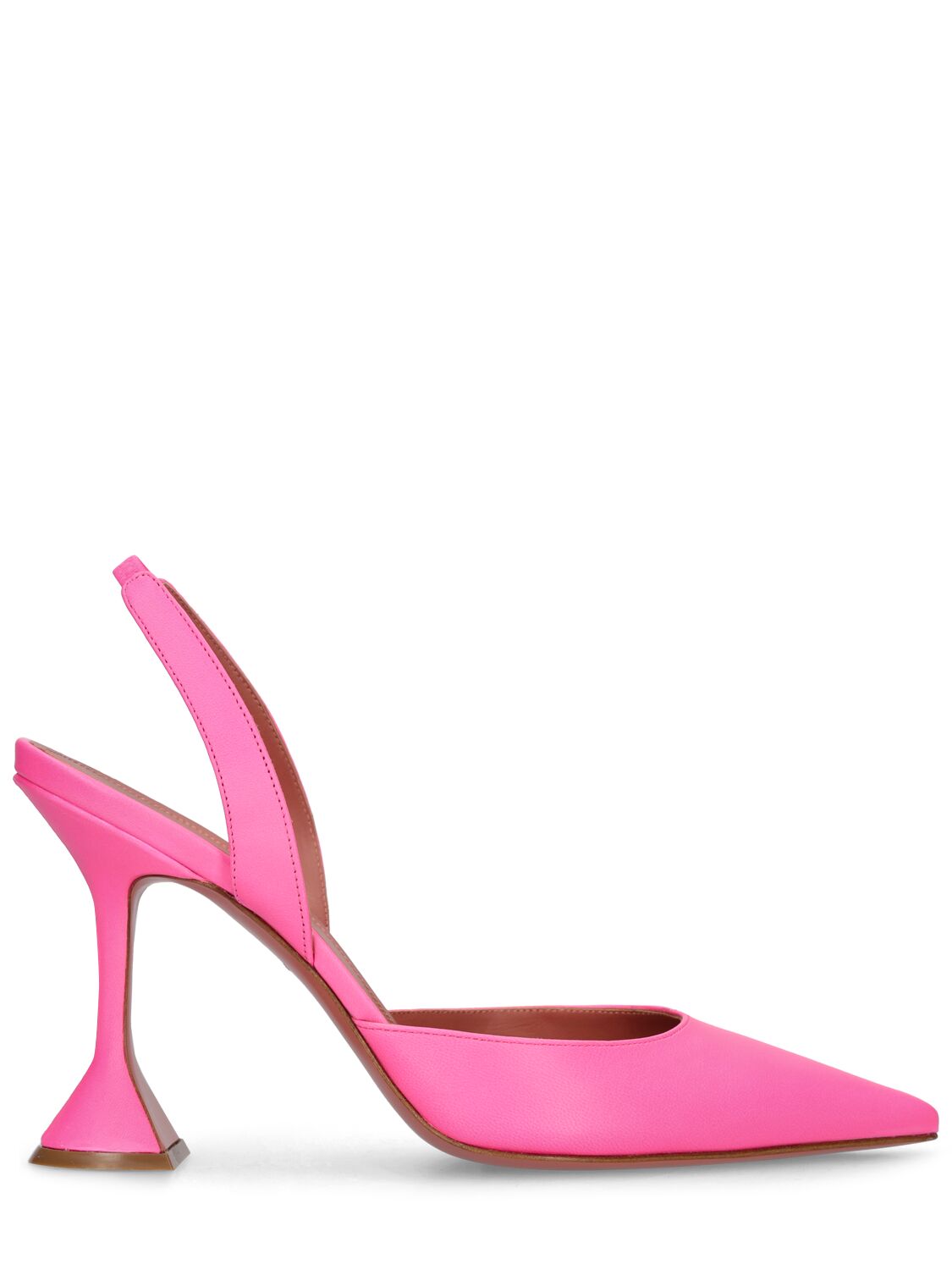 Amina Muaddi 95毫米holli皮革高跟鞋 In Hot Pink