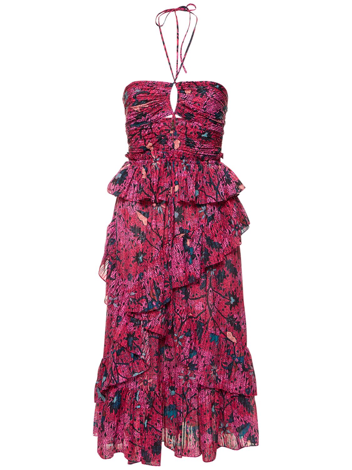 Shop Ulla Johnson Simona Printed Cotton Blend Midi Dress In Multicolor