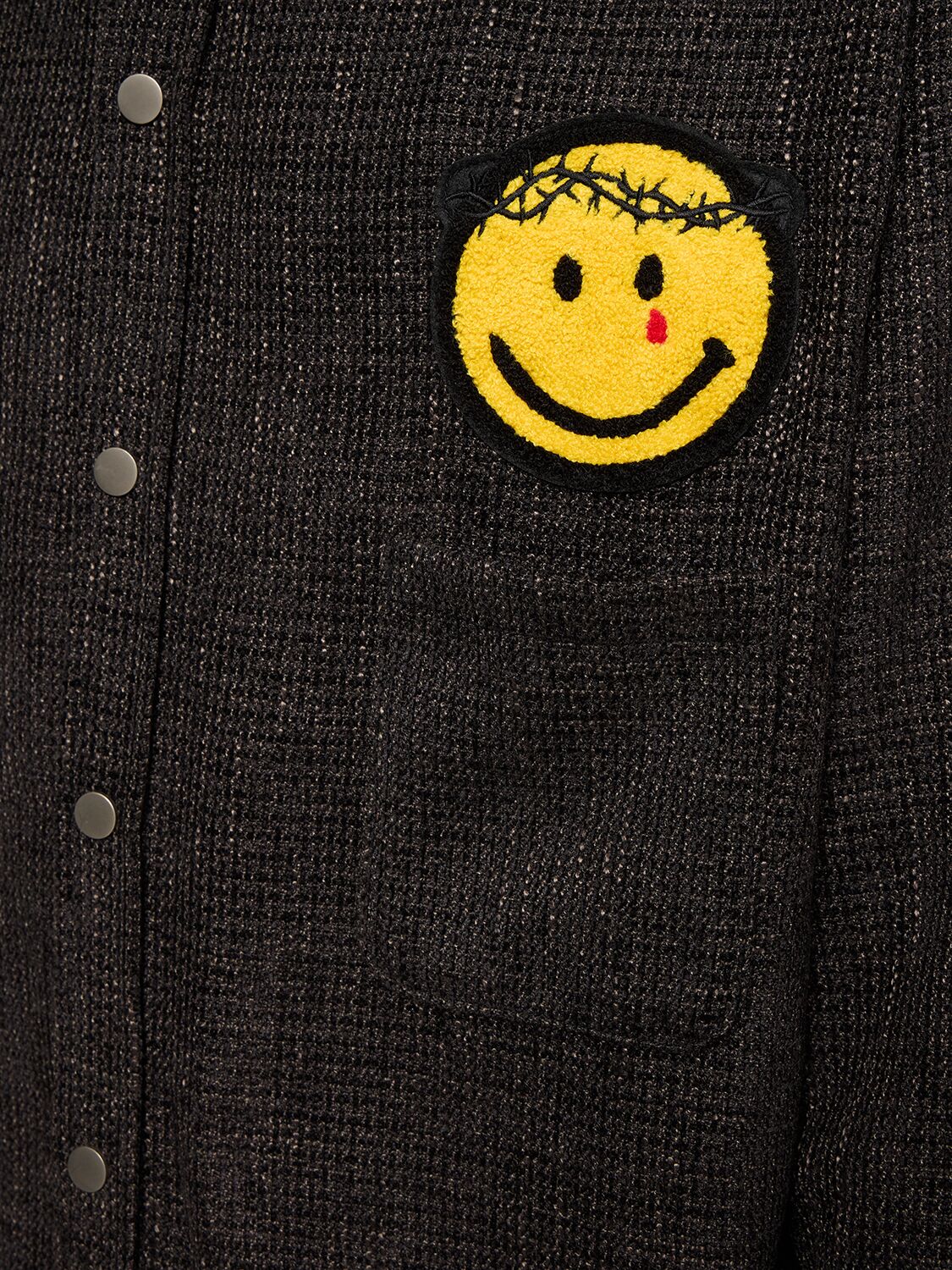 Shop Someit Tweed Shirt Jacket W/patches In Black
