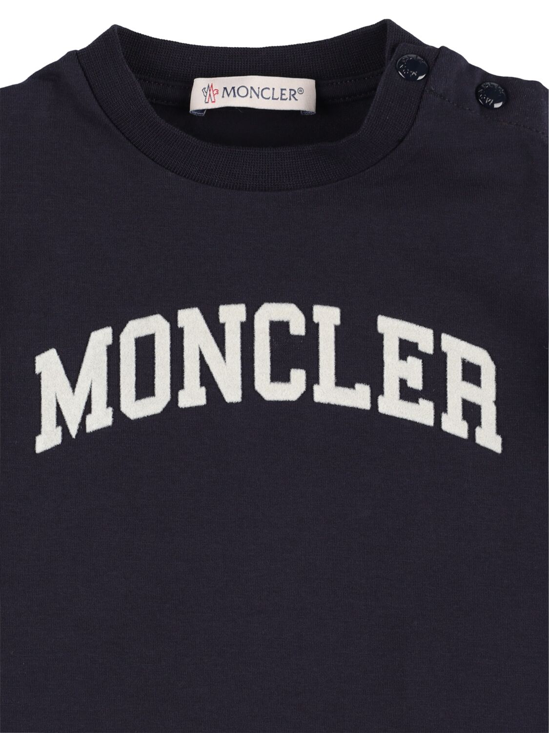 Shop Moncler Stretch Cotton Jersey T-shirt In Navy