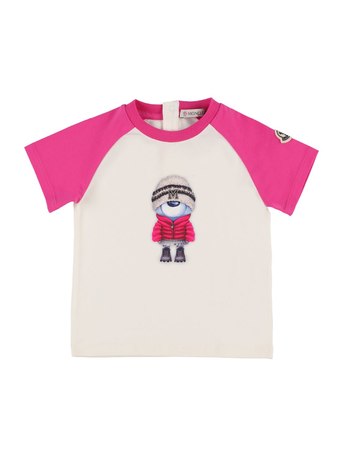 Moncler Babies' Logo And Graphic-print Stretch Cotton-jersey T-shirt 6 Months-3 Years In Natural