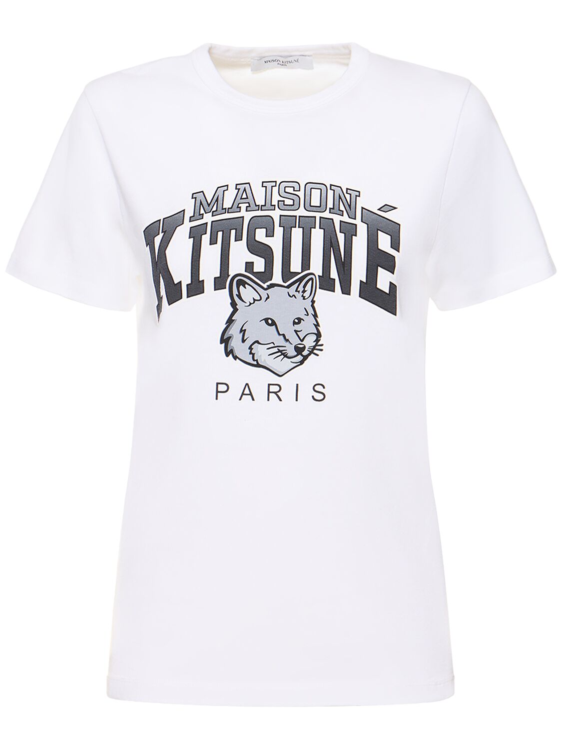 Shop Maison Kitsuné Campus Fox Classic Cotton T-shirt In White