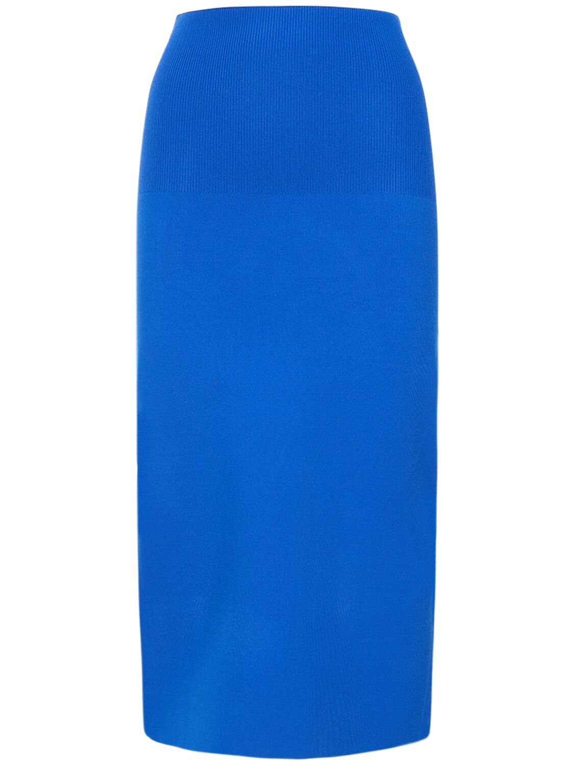 Victoria Beckham Body Fitted Stretch Midi Skirt In Blue