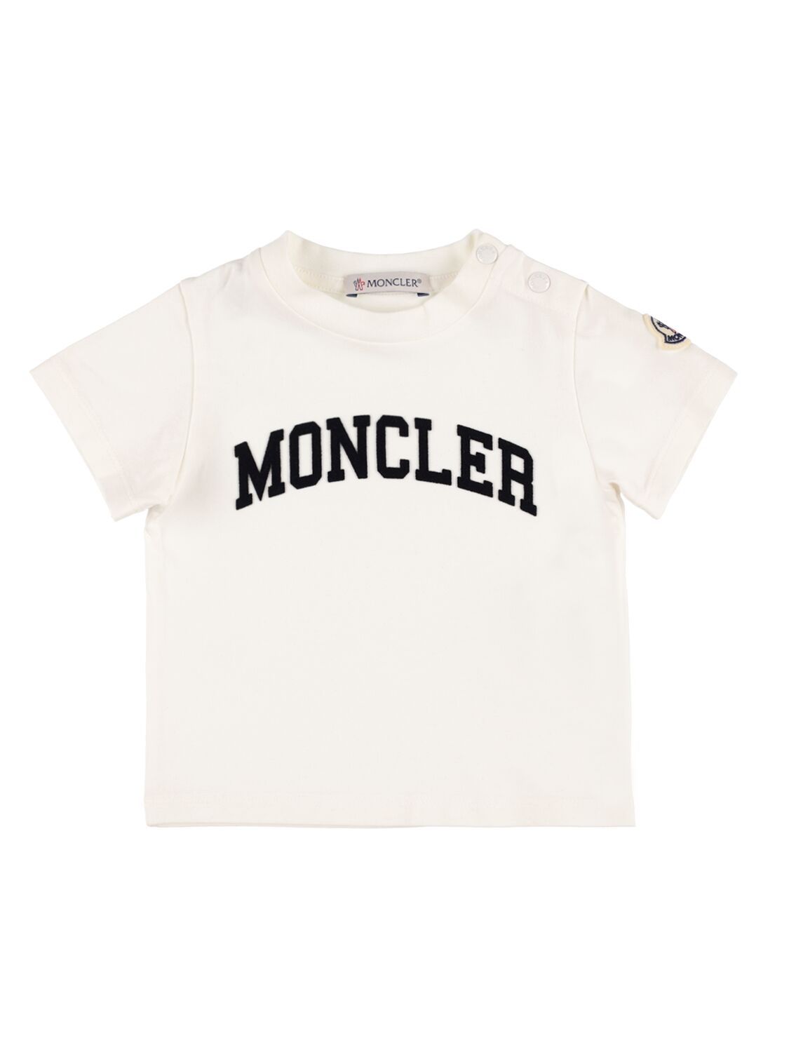Moncler Babies' Stretch Cotton Jersey S/s T-shirt In Natural