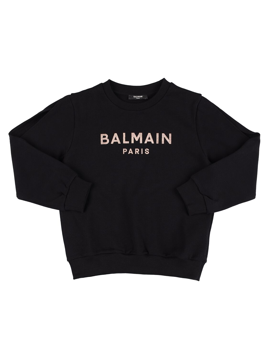 Balmain Kids' Logo Organic Cotton Sweatshirt In Schwarz
