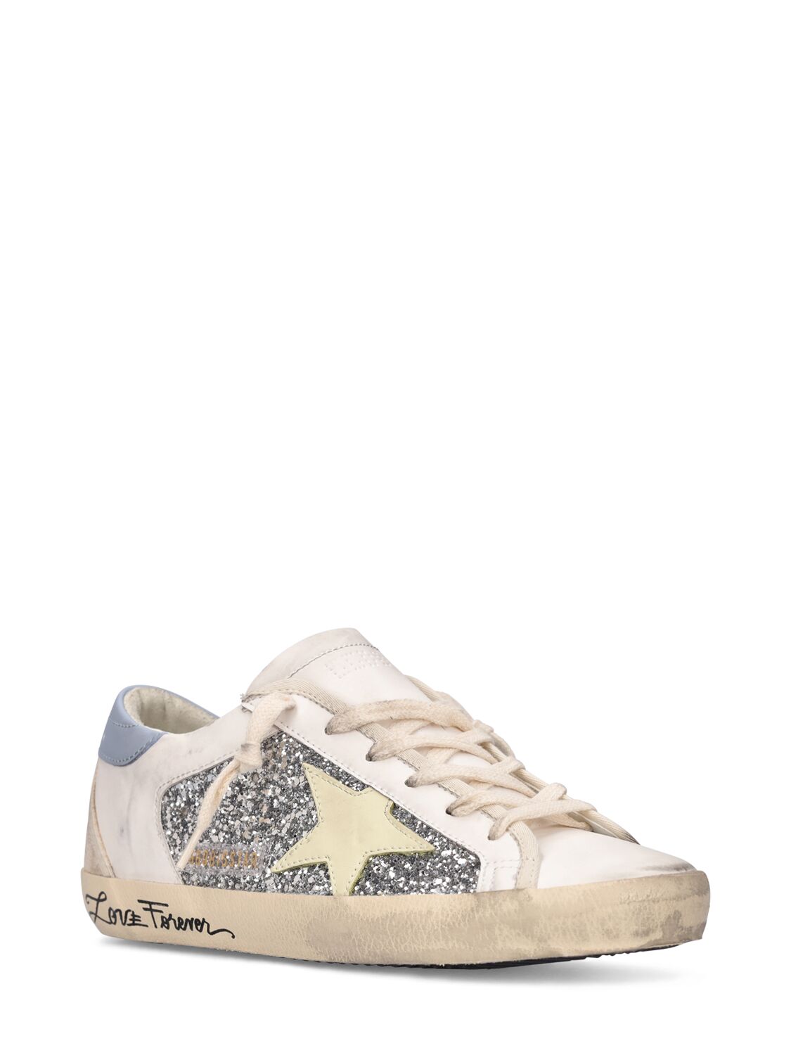 Shop Golden Goose 20mm Super-star Bio Based Sneakers In Silver,white