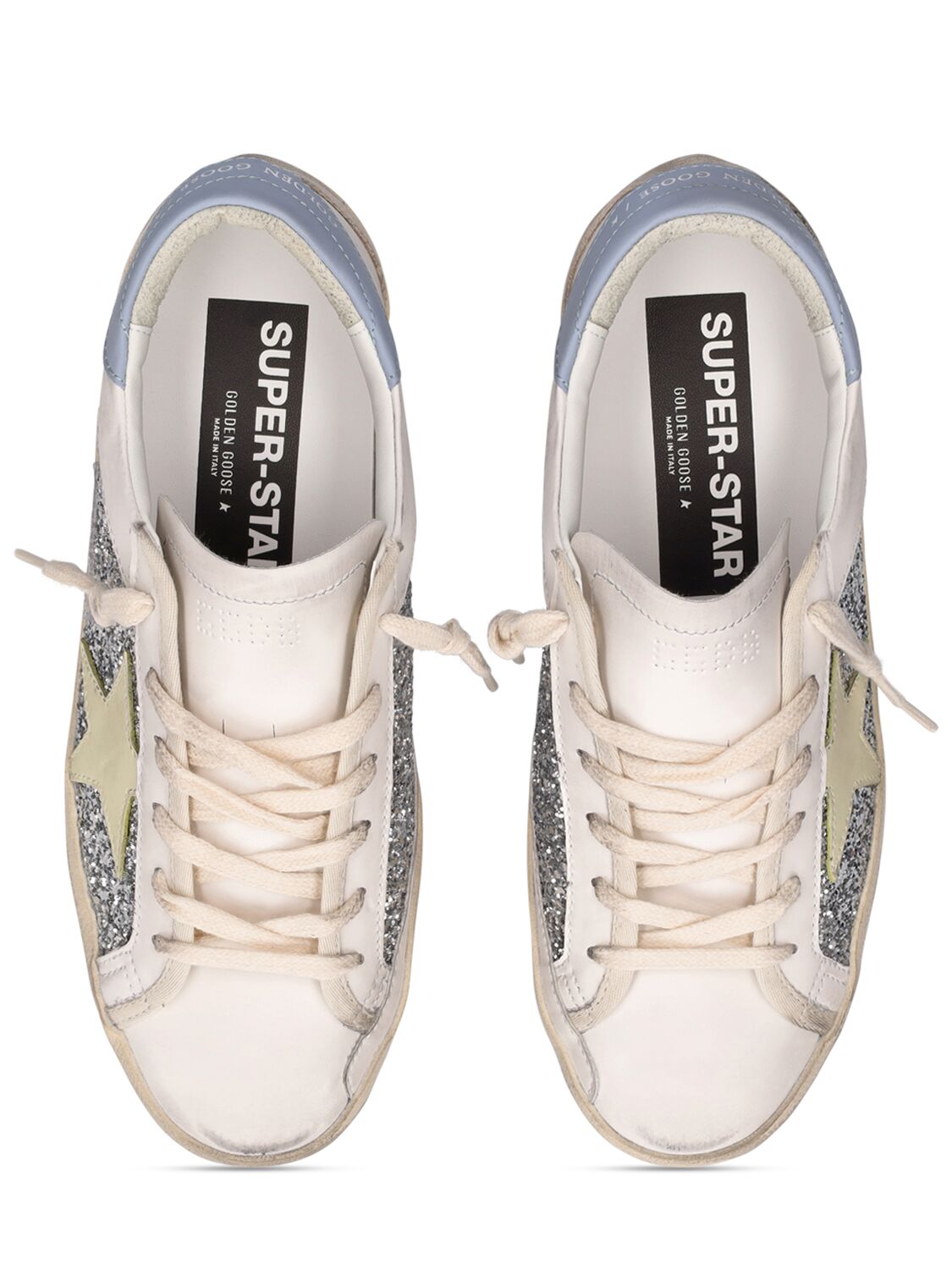 Shop Golden Goose 20mm Super-star Bio Based Sneakers In Silver,white