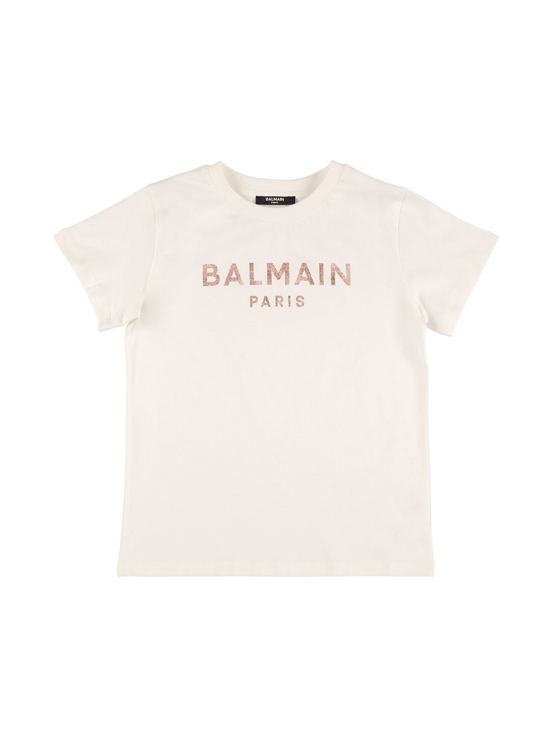 Balmain Kids' Logo Organic Cotton Jersey T-shirt In Weiss